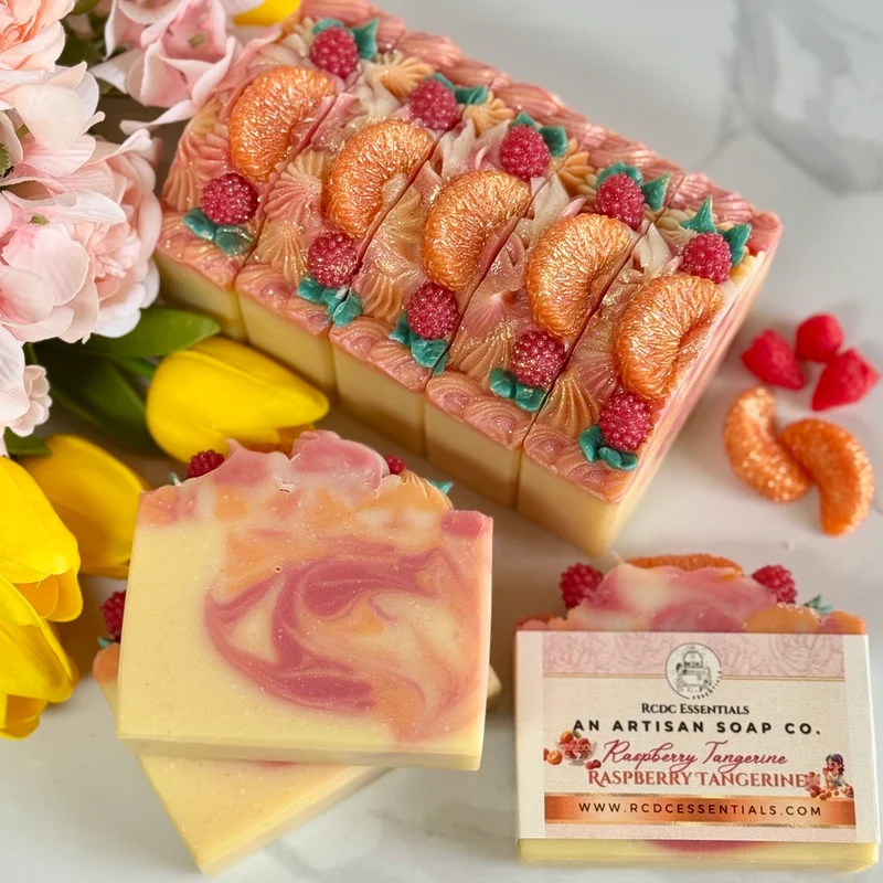 ( 1 LEFT) Raspberry Tangerine ~ Handmade Cold Process Goat's Milk Bar Soap