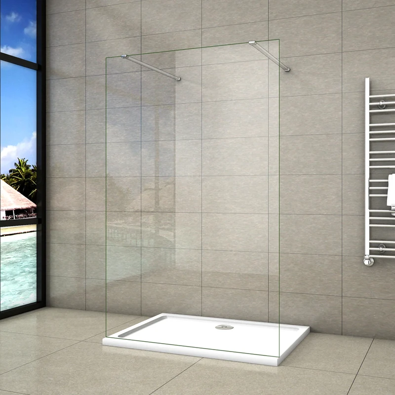 AICA paroi de douche l’ouverture des deux côtés douche à l'italienne avec 2 barres de fixation en 140cm
