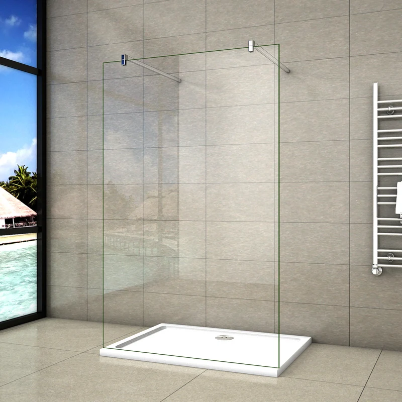 AICA paroi de douche l’ouverture des deux côtés douche à l'italienne avec 2 barres de fixation standards 90cm