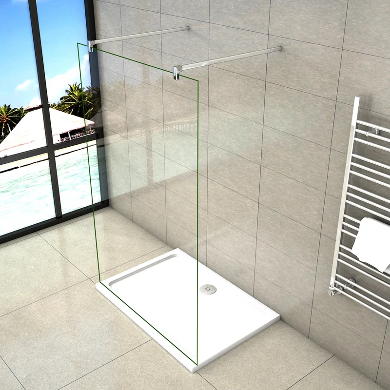 AICA paroi de douche l’ouverture des deux côtés douche à l'italienne avec 2 barres de fixation standards 90cm