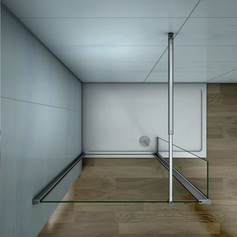 Aica Paroi de douche à l'italienne avec une retour pivotante 30cm et barre de satbislisation extensible 70-120cm paroi de douche en verre anticalcaire