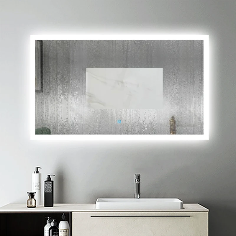 Miroir pour salle de bain rectangulaire, illumination LED, éclairage intégré, avec fonction anti-buée, lumière Blanche Froide, Horizontal/Vertical