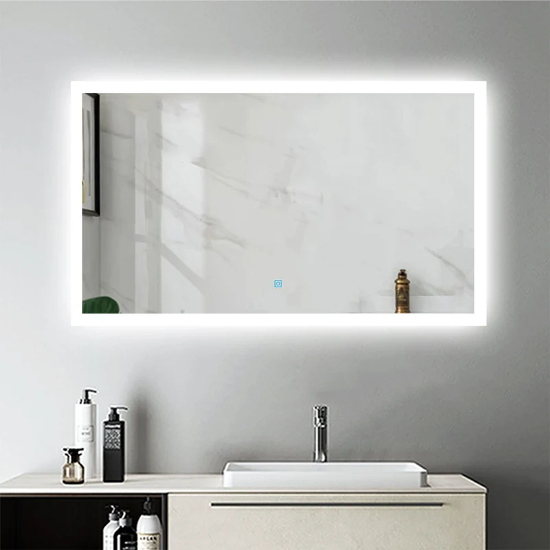 Miroir pour salle de bain rectangulaire, illumination LED, éclairage intégré, avec fonction anti-buée, lumière Blanche Froide, Horizontal/Vertical