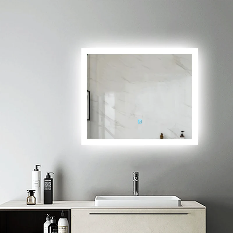 Miroir pour salle de bain rectangulaire, illumination LED, éclairage intégré, avec fonction anti-buée, lumière Blanche Froide, Horizontal/Vertical