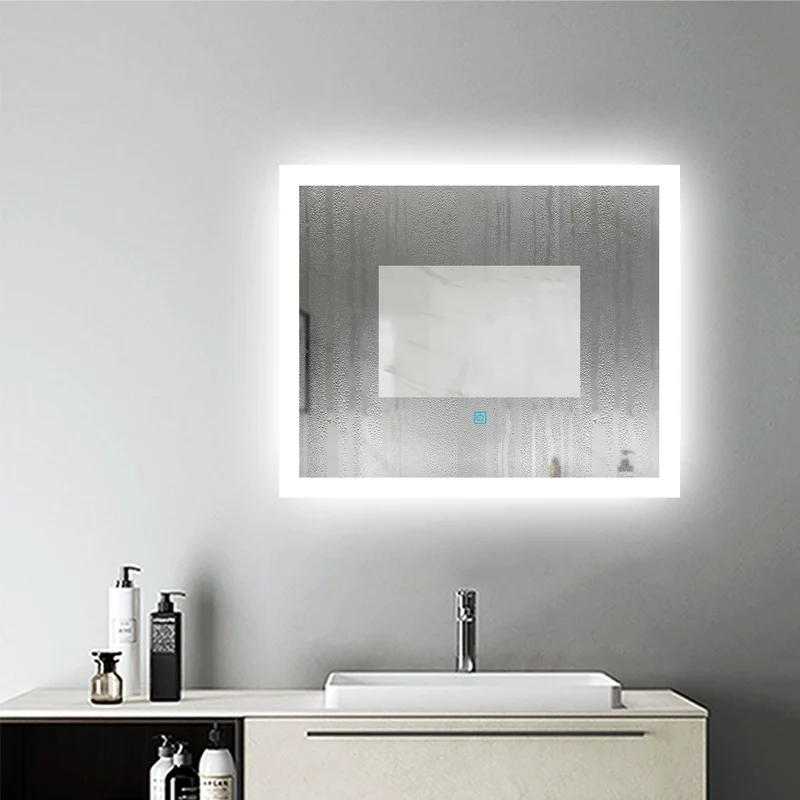 Miroir pour salle de bain rectangulaire, illumination LED, éclairage intégré, avec fonction anti-buée, lumière Blanche Froide, Horizontal/Vertical