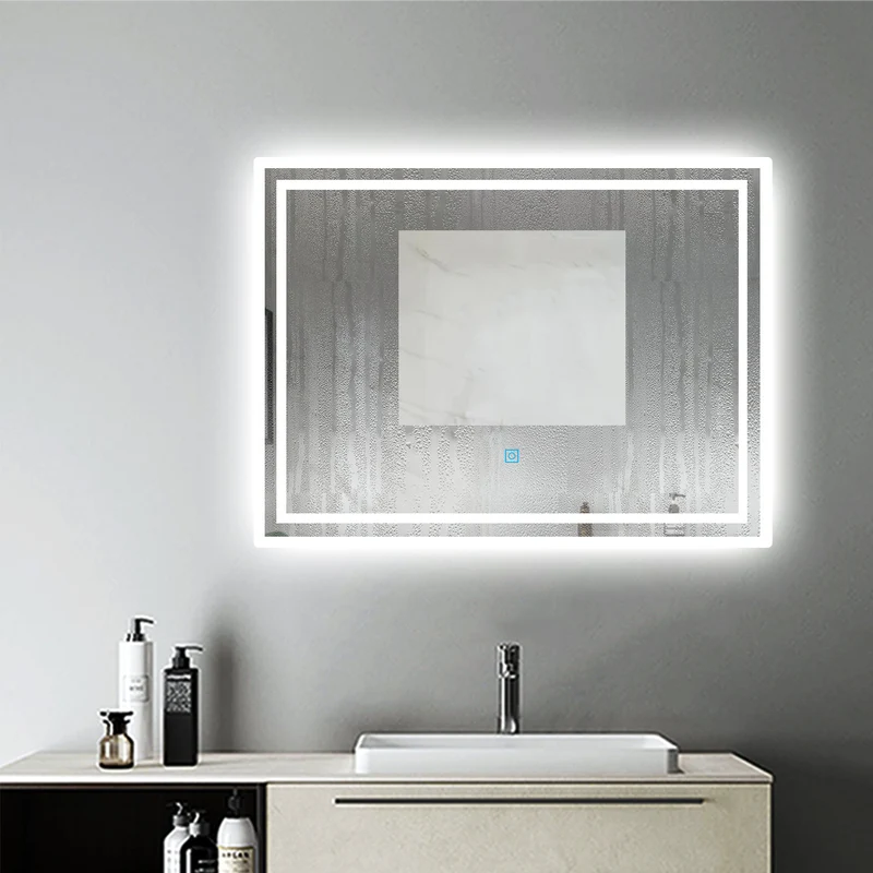 Miroir mural de salle de bain, illumination LED, éclairage intégré, lumière Blanche Froide/Anti-buée 60cm 80cm 90cm 100cm