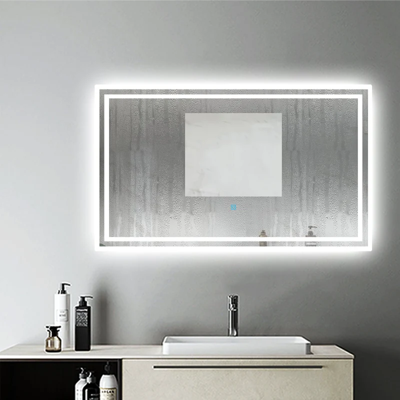 Miroir mural de salle de bain, illumination LED, éclairage intégré, lumière Blanche Froide/Anti-buée 60cm 80cm 90cm 100cm