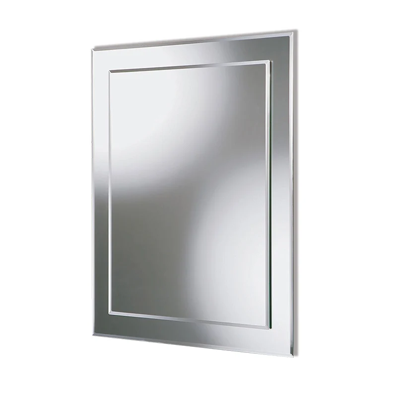 Miroir biseauté pour salle de bain, miroir cosmétique mural rectangulaire double épaisseur 50cm 65cm