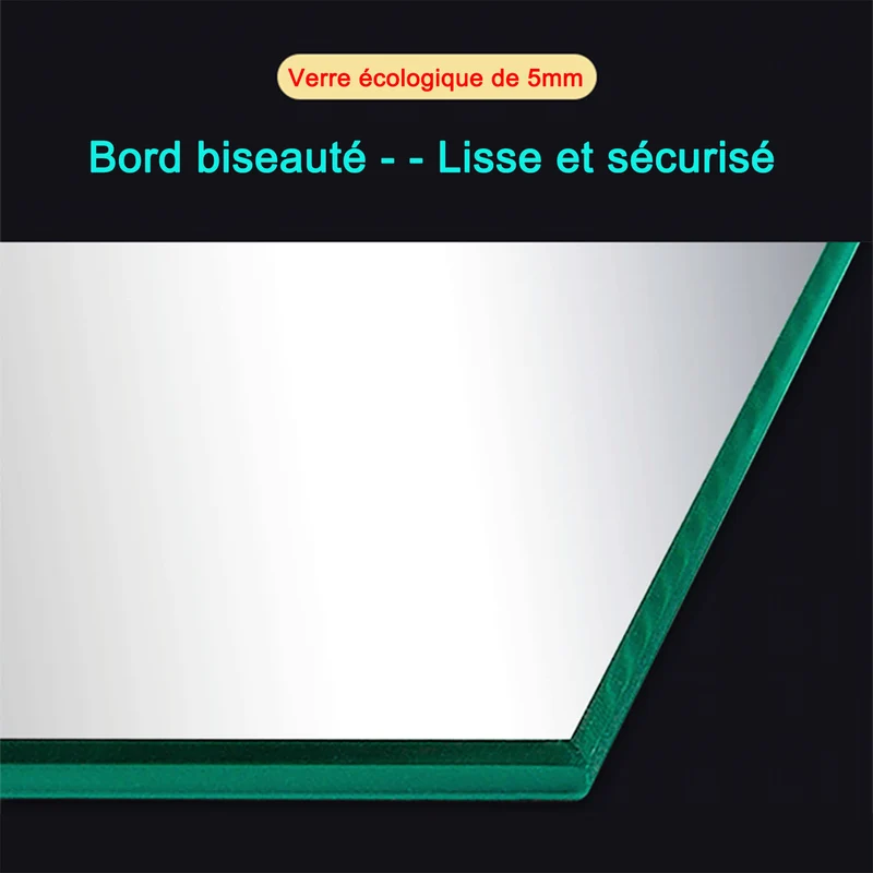 Miroir biseauté pour salle de bain, miroir cosmétique mural rectangulaire double épaisseur 50cm 65cm