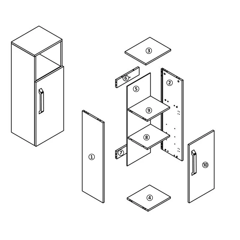 Meuble de rangement pour salle de bain, colonne de salle de bain blanche à suspendre, avec porte et niche