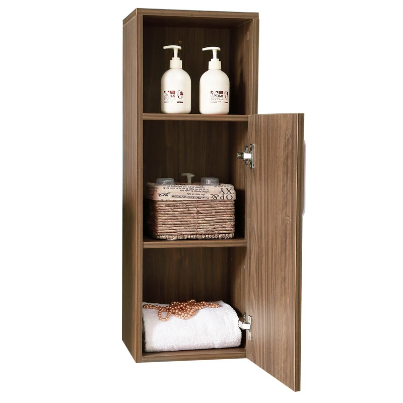 Meuble de rangement pour salle de bain, colonne de salle de bain blanche à suspendre, avec porte et niche