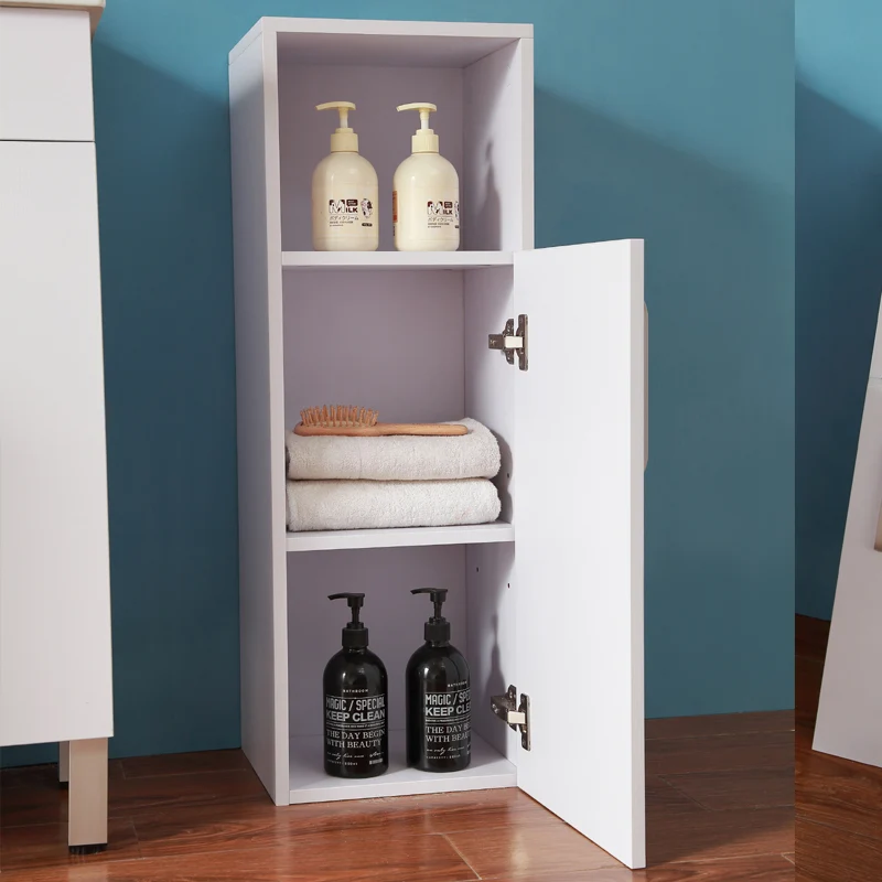 Meuble de rangement pour salle de bain, colonne de salle de bain blanche à suspendre, avec porte et niche