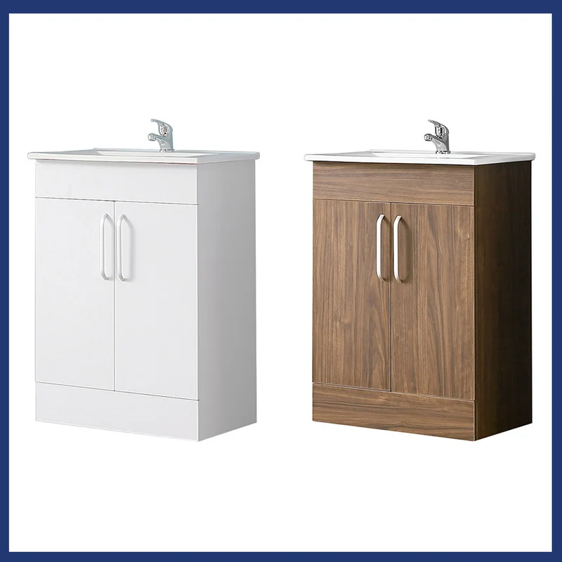 Meuble de salle de bain, Meuble sous vasque à poser avec vasque, 58cm Blanc/Chêne