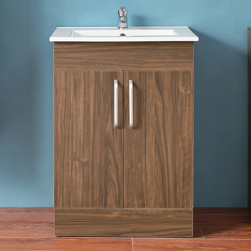 Meuble de salle de bain, Meuble sous vasque à poser avec vasque, 58cm Blanc/Chêne