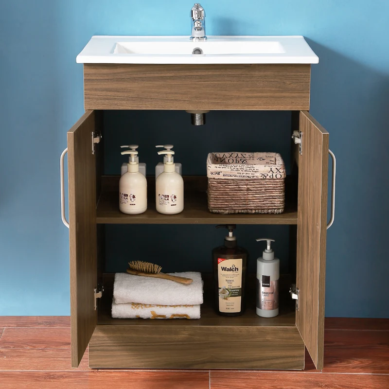 Meuble de salle de bain, Meuble sous vasque à poser avec vasque, 58cm Blanc/Chêne