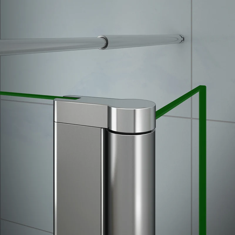 Aica paroi de douche à l'italienne en verre sécurité et bande central dépoli avec un retour pivotant 30cm avec barre de fixation extensible