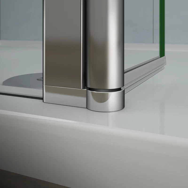 Aica paroi de douche à l'italienne en verre sécurité et bande central dépoli avec un retour pivotant 30cm avec barre de fixation extensible