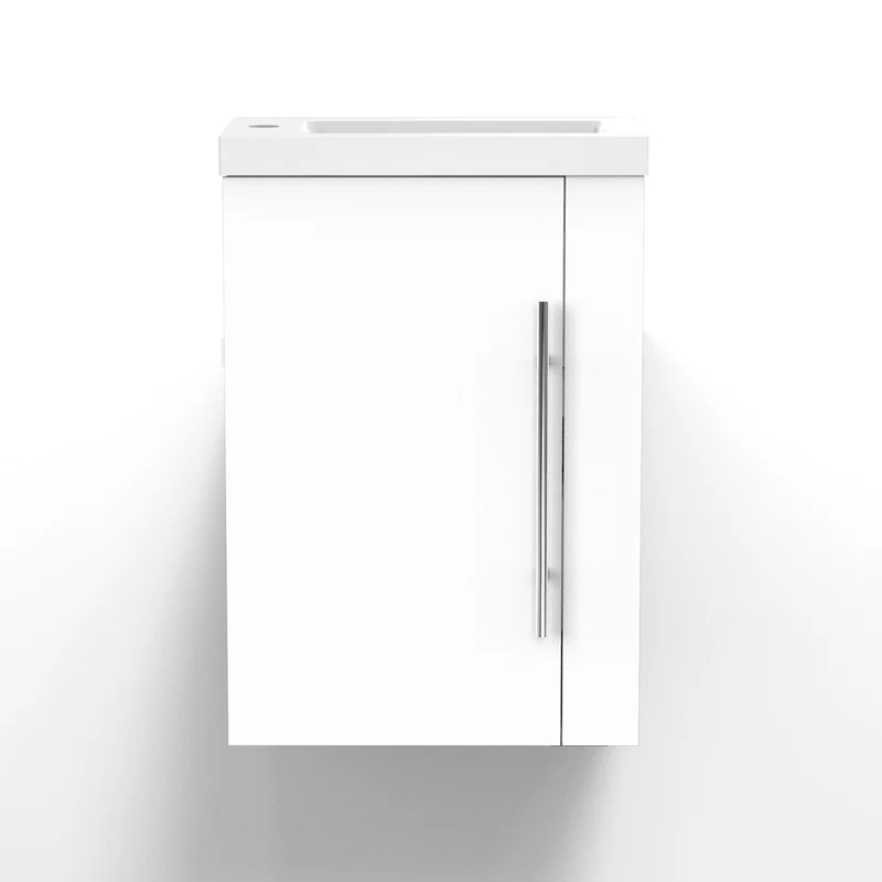 Meuble de salle de bain, Meuble de Rangement, Meuble lave-mains, meuble sous vasque suspendu Blanc/Anthracite/Bois Clair 45cm