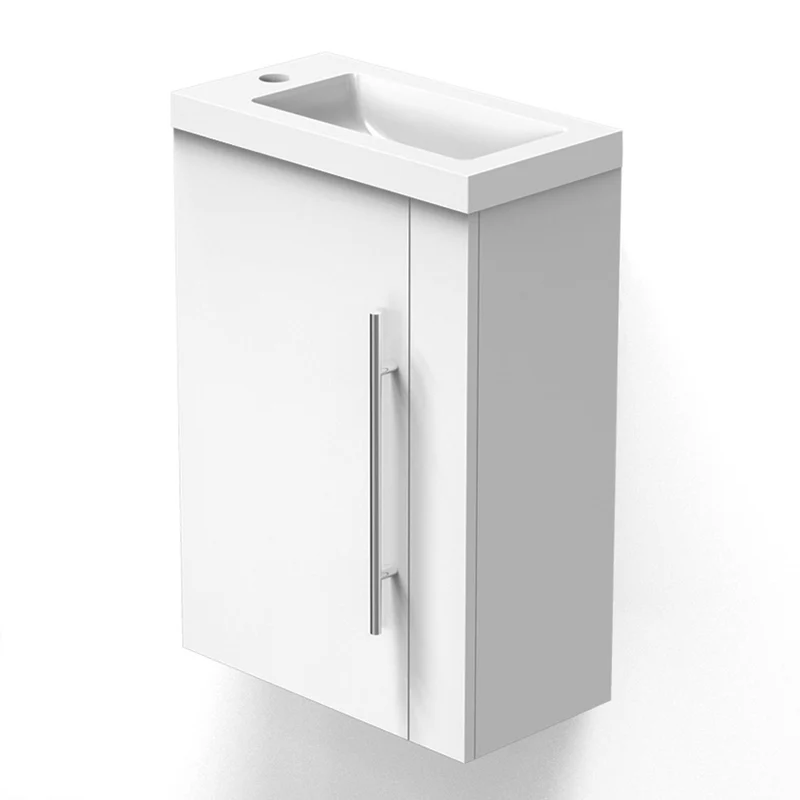Meuble de salle de bain, Meuble de Rangement, Meuble lave-mains, meuble sous vasque suspendu Blanc/Anthracite/Bois Clair 45cm