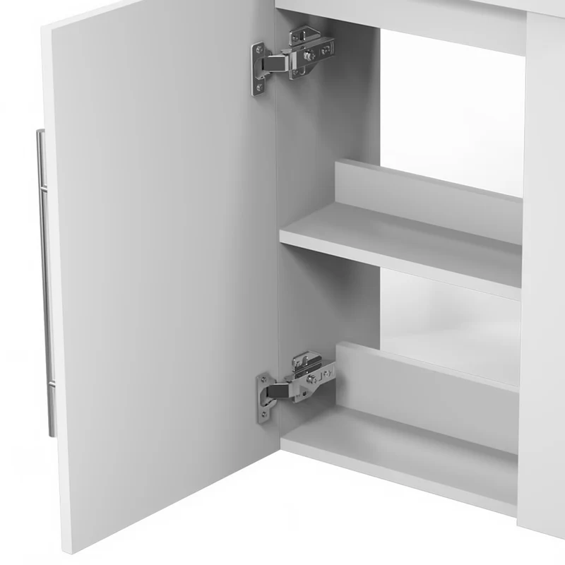 Meuble de salle de bain, Meuble de Rangement, Meuble lave-mains, meuble sous vasque suspendu Blanc/Anthracite/Bois Clair 45cm
