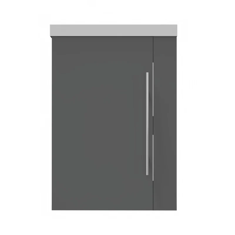Meuble de salle de bain, Meuble de Rangement, Meuble lave-mains, meuble sous vasque suspendu Blanc/Anthracite/Bois Clair 45cm