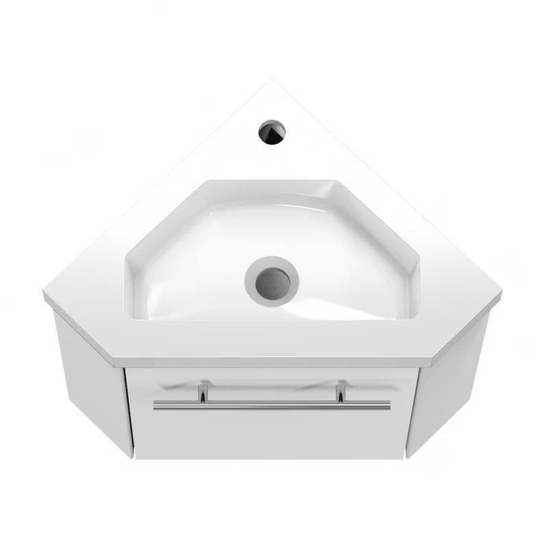 Meuble de salle de bain, Meuble de rangement suspendu, Meuble sous vasque d'angle Blanc/Anthracite/Bois Clair 40 cm