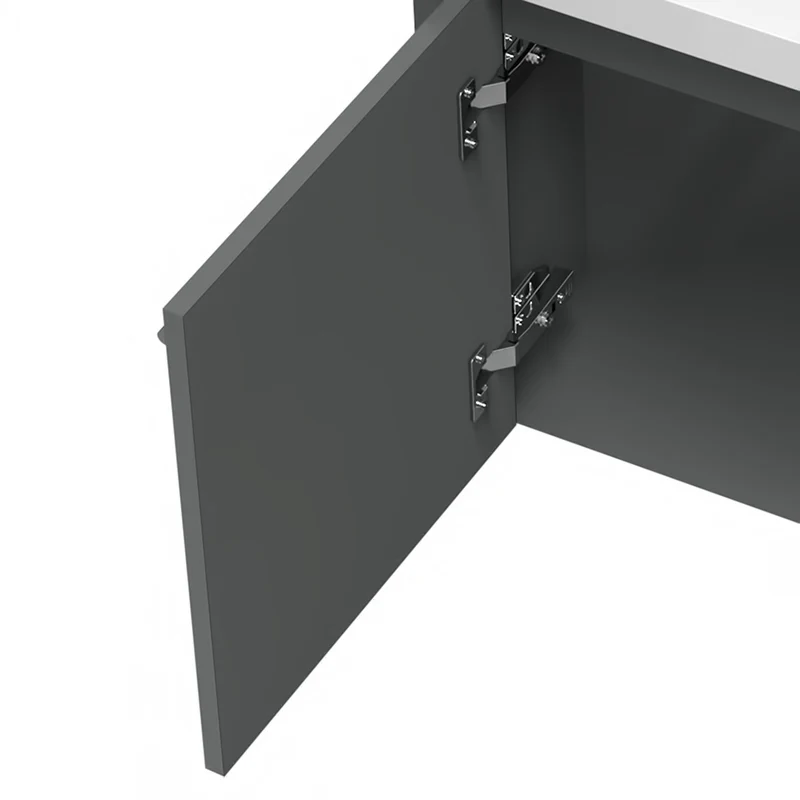 Meuble de salle de bain, Meuble de rangement suspendu, Meuble sous vasque d'angle Blanc/Anthracite/Bois Clair 40 cm