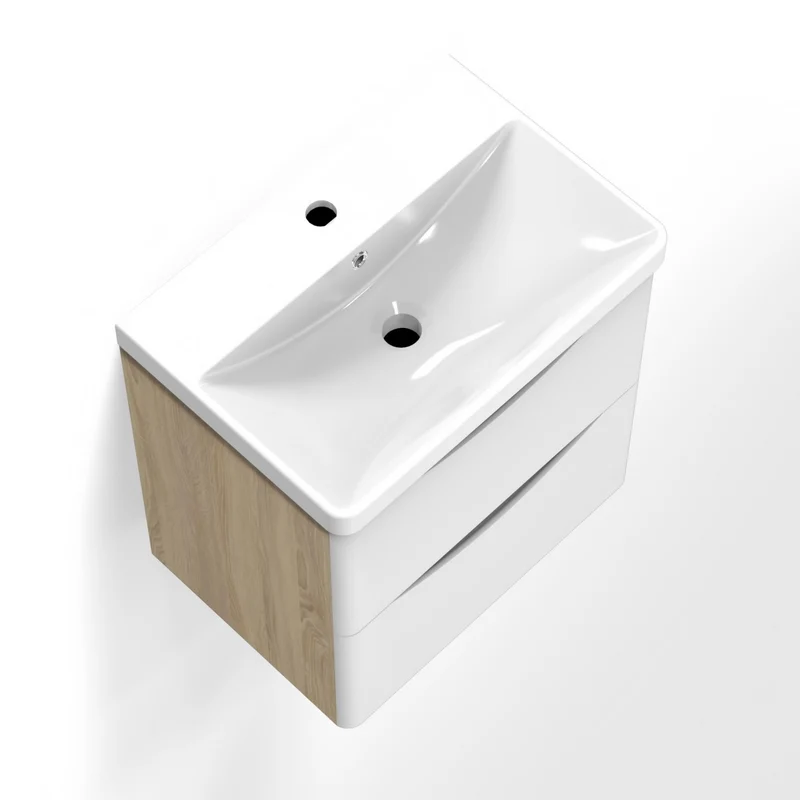 Aica Ensemble meuble bois et vasque 50-80cm de salle de bain meubles sur pieds 2 tiroirs