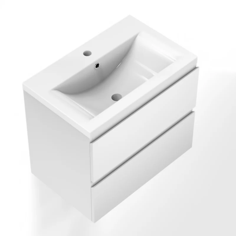 Meuble de salle de bain, Meuble sous vasque suspendu Blanc / Anthracite / Bois clair 50cm