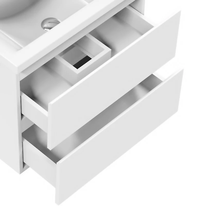 Meuble de salle de bain, Meuble sous vasque suspendu Blanc / Anthracite / Bois clair 50cm