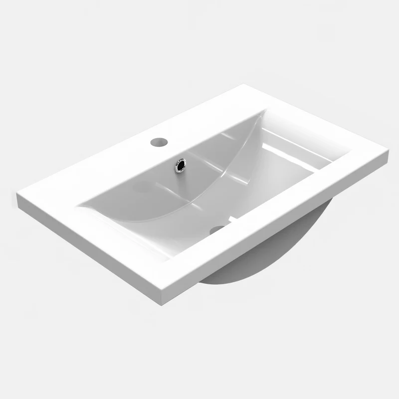 Meuble de salle de bain, Meuble sous vasque suspendu Blanc / Anthracite / Bois clair 50cm