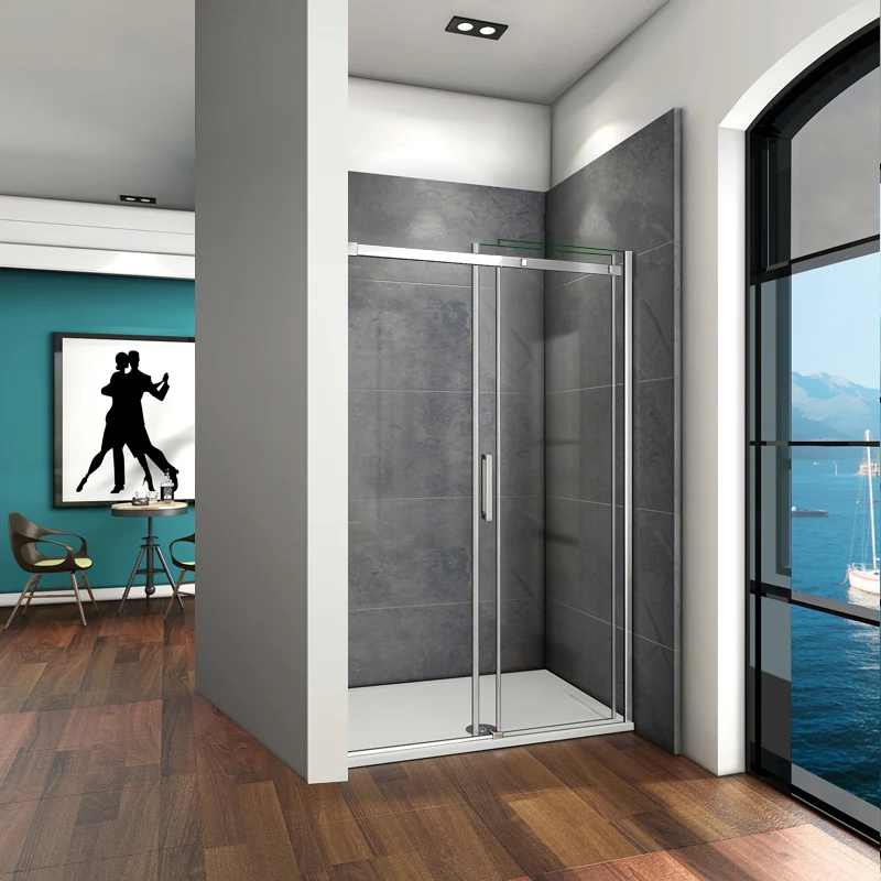 Aica porte de douche coulissante 195cm, paroi de douche 8mm verre trempé anticalcaire, installation en niche N