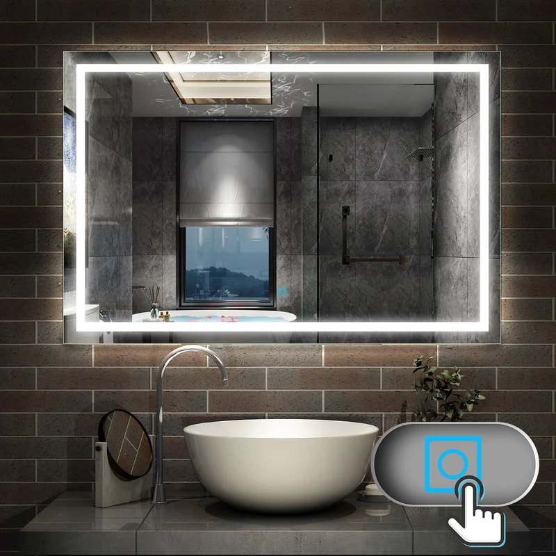 Miroir salle de bain 110x80cm petit miroir 6000k, antibuée, 36w - blanc froid