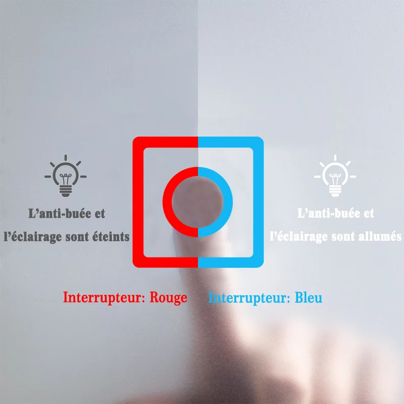 Miroir salle de bain, LED blanc froid avec anti-buée 100cmx80cm