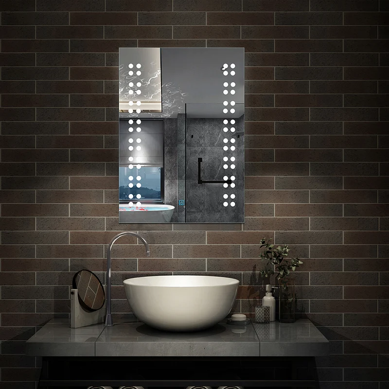 Miroir pour salle de bain rectangulaire modèle multipoints éclairageLED intégré Horizontal/Vertical