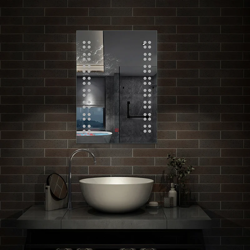 Miroir pour salle de bain rectangulaire modèle multipoints éclairageLED intégré Horizontal/Vertical