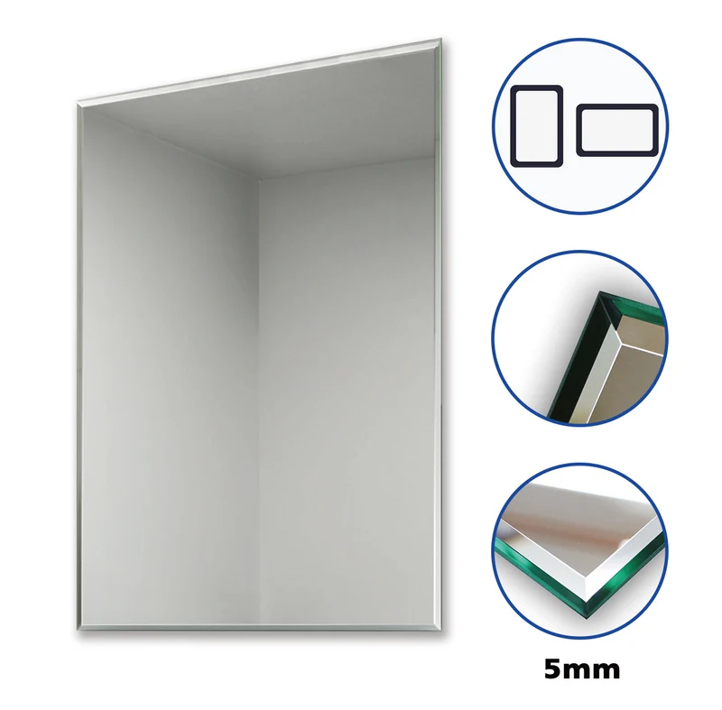 Miroir de salle de bain rectangulaire, Miroir mural biseauté 30/45/50/60/70/90cm
