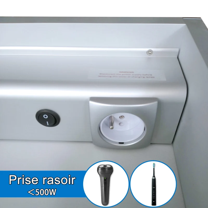 Miroir salle de bain, Armoire de toilette avec miroir, Cabinet miroir avec éclairage LED 6000K 50cmx70cm