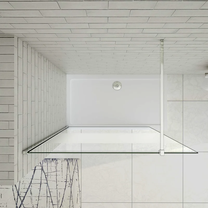 Aica paroi de douche bande central dépoli, 200cm hauteur, verre 8mm walk in paroi de fixation italien avec barre de fixation de 140cm la pince 360°