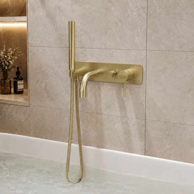 Exclusiv Wall Mounted Bath Shower Mixer - Brushed Brass
