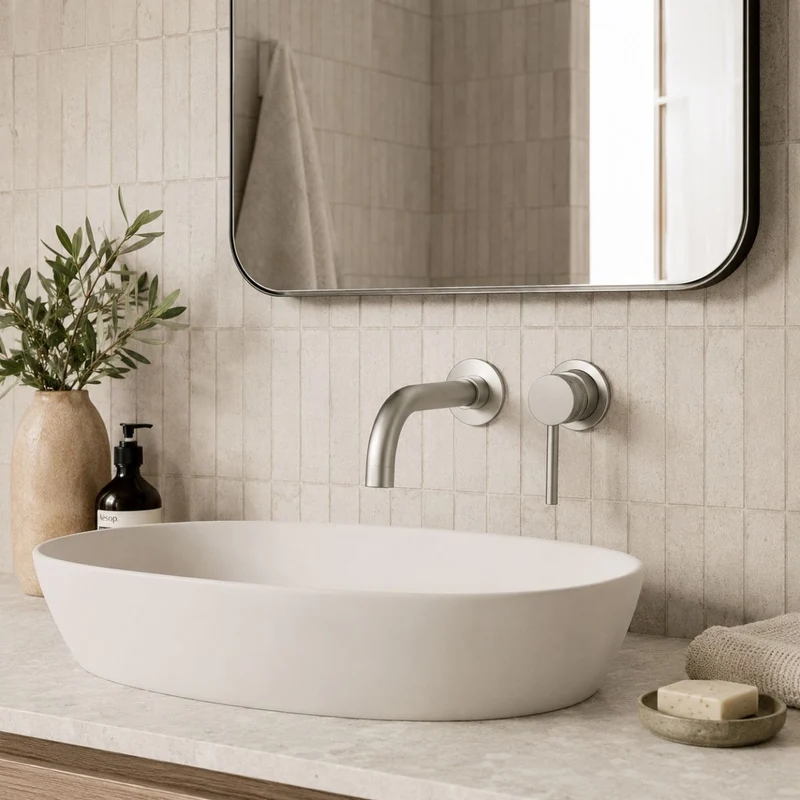 Exclusiv Wall Mounted Basin Mixer - Brushed Nickel