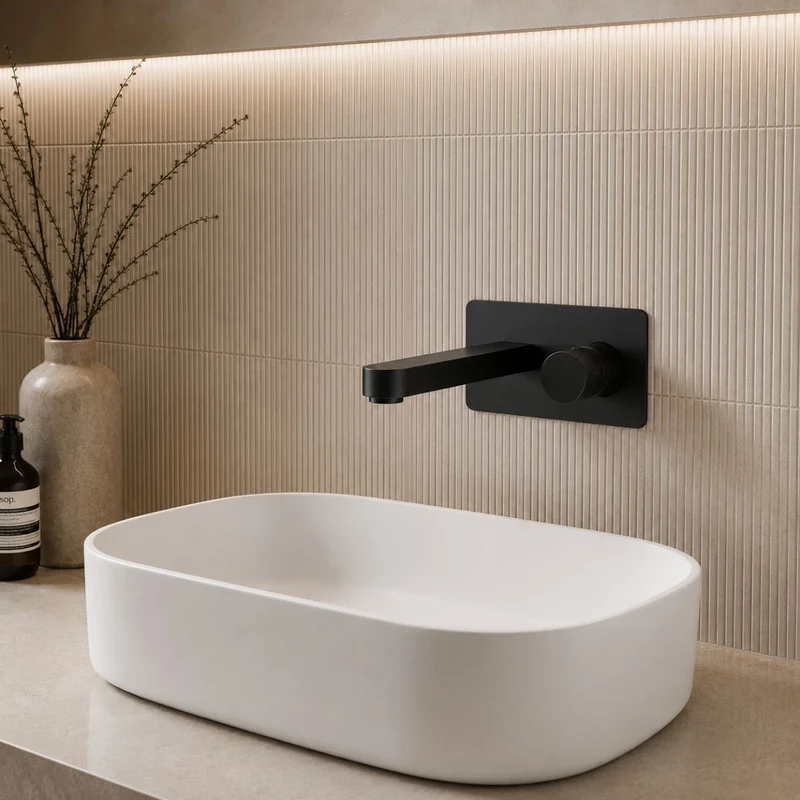 Flauto Wall Mounted Tap - Black