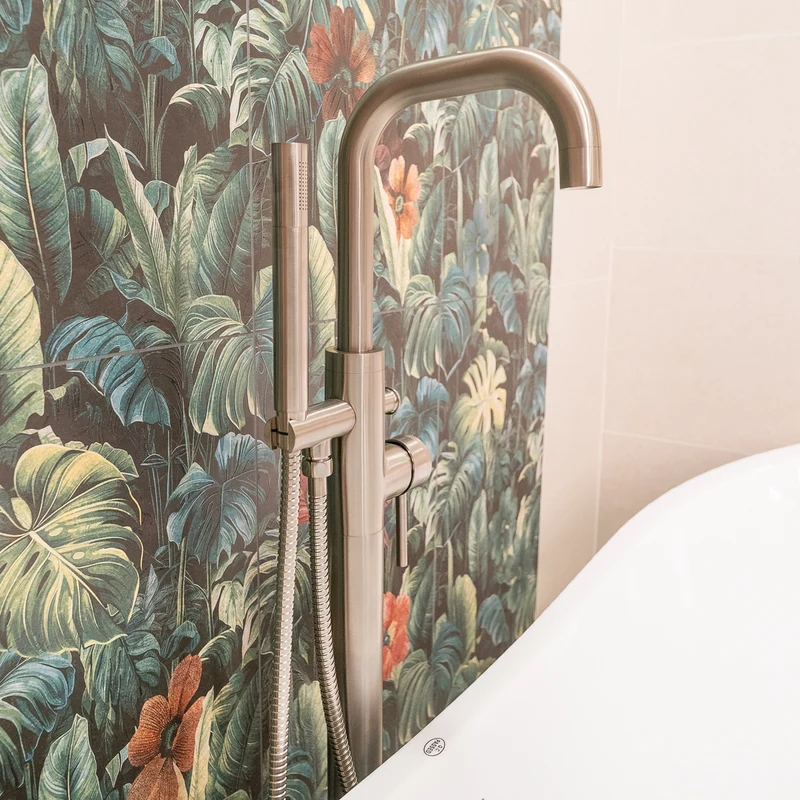 Exclusiv Floor Standing Bath Shower - Brushed Nickel