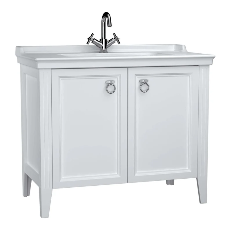 Vitra Valarte 1000mm Floor Standing 2 Door Washbasin Unit inc Basin - Matt White