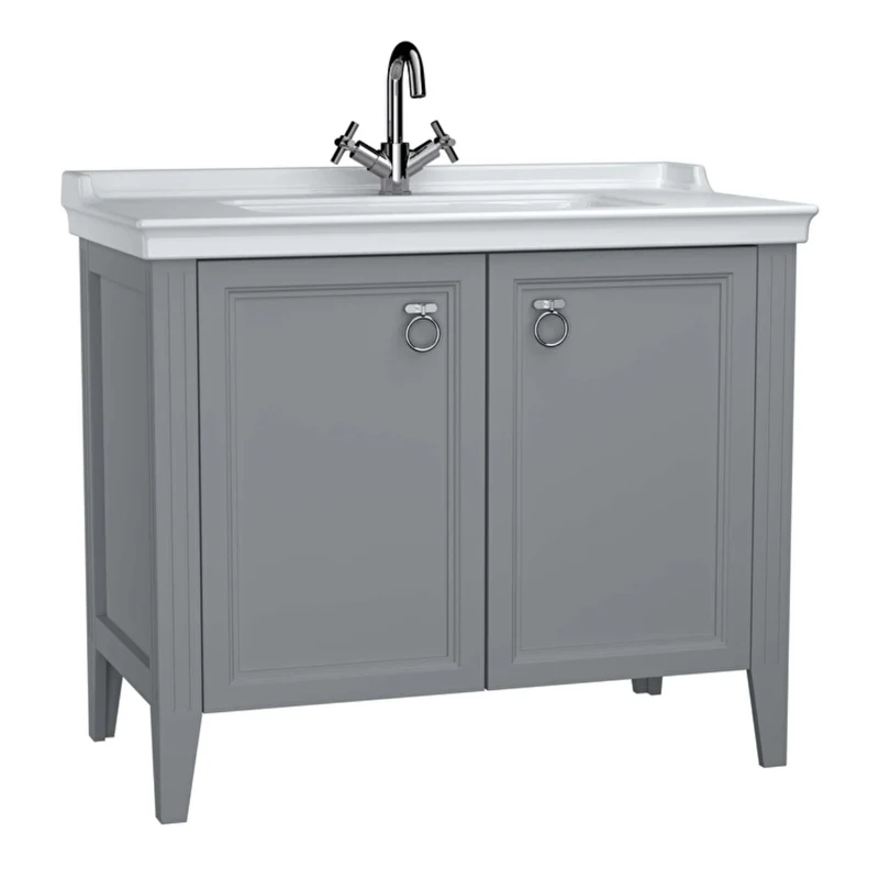 Vitra Valarte 1000mm Floor Standing 2 Door Washbasin Unit inc Basin - Grey