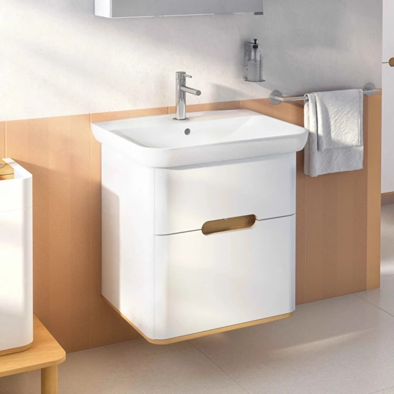 Vitra Sento 650mm Wall Hung 2 Drawer Washbasin Unit inc Basin - White
