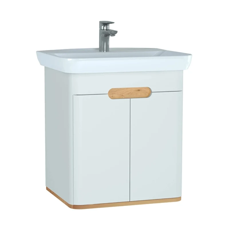 Vitra Sento 650mm Wall Hung 2 Door Washbasin Unit inc Basin - White