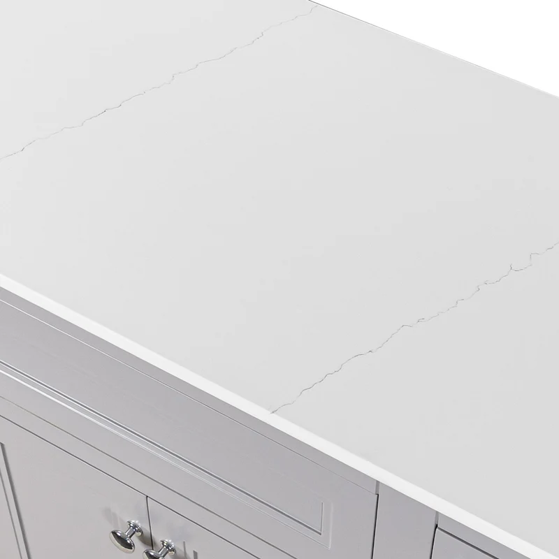Kingsbury Classic Curved 1200mm Floor Standing Vanity Unit with Marble Worktop - Light Grey