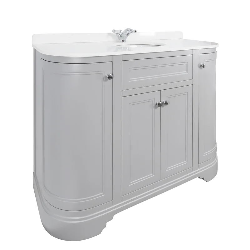 Kingsbury Classic Curved 1200mm Vanity Unit, Worktop & Ceramic Basin - Signal Grey