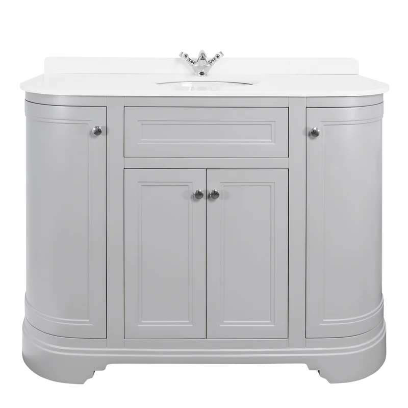 Kingsbury Classic Curved 1200mm Vanity Unit, Worktop & Ceramic Basin - Signal Grey